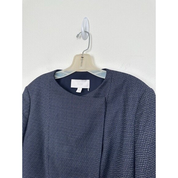 Boss Hugo Boss Women's Jutall Wool Jacket Snap Button Navy Blue Grid Size 14 - Picture 2 of 11